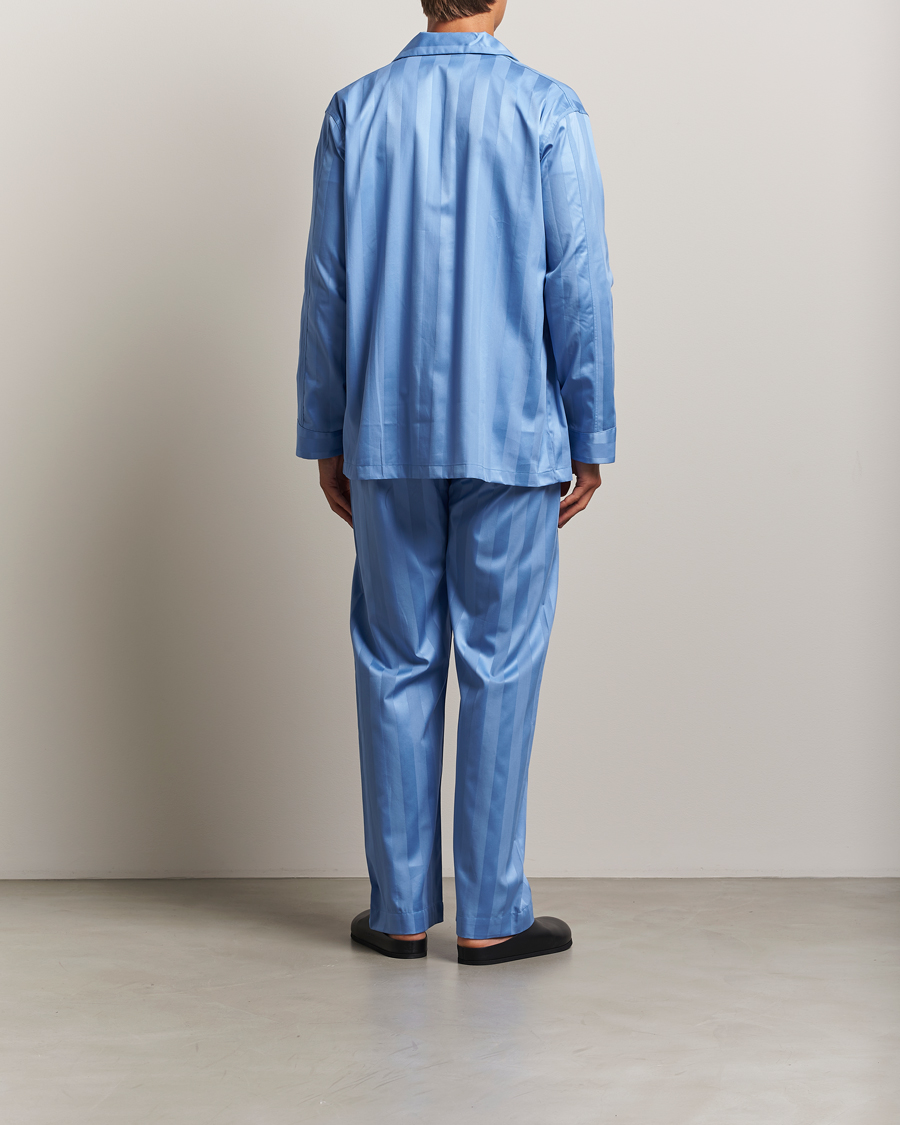 Herren | Schlafanzüge & Bademäntel | Derek Rose | Striped Cotton Satin Pyjama Set French Blue
