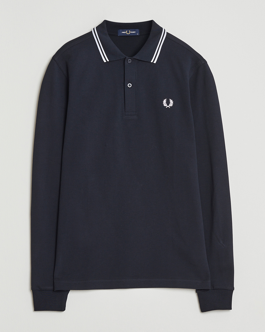 Herren | Poloshirts | Fred Perry | Twin Tipped Long Sleeve Polo Shirt Navy