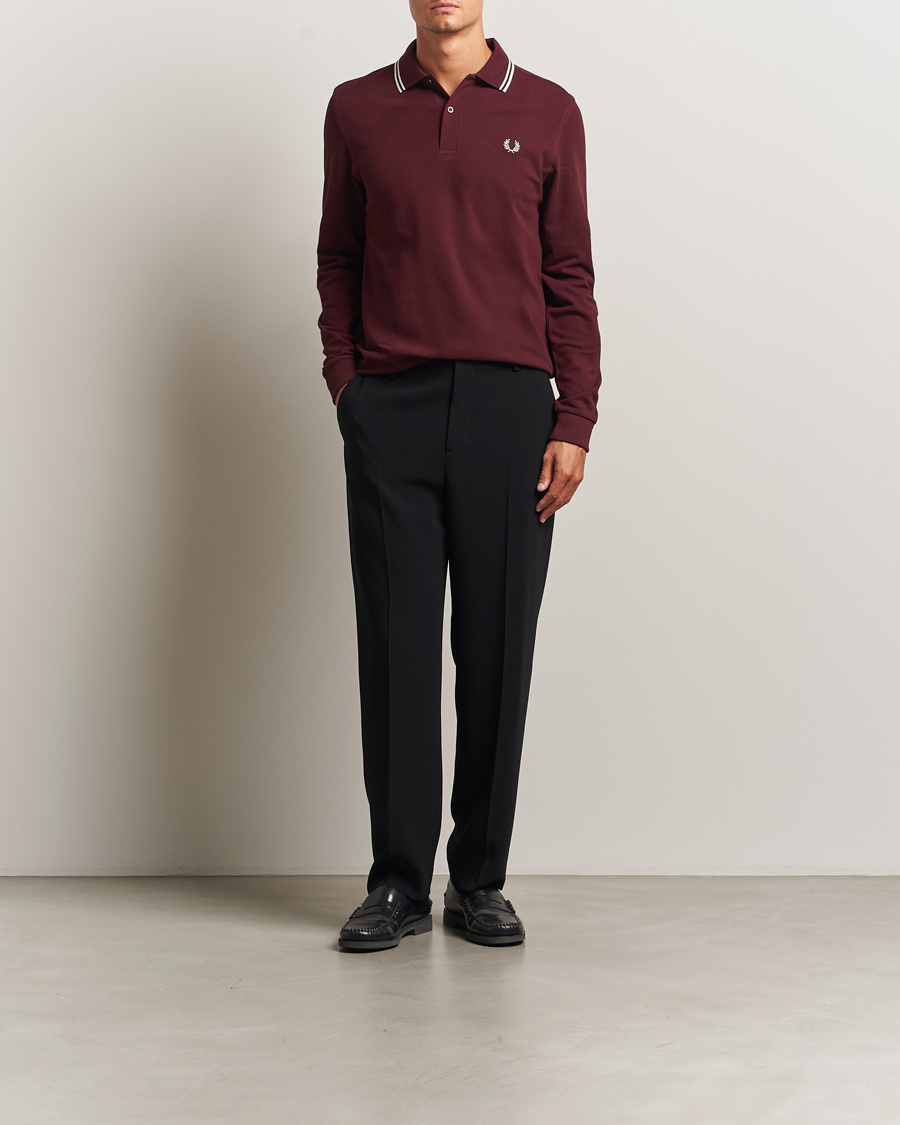 Herren | Poloshirts | Fred Perry | Twin Tipped Long Sleeve Polo Shirt Oxblood