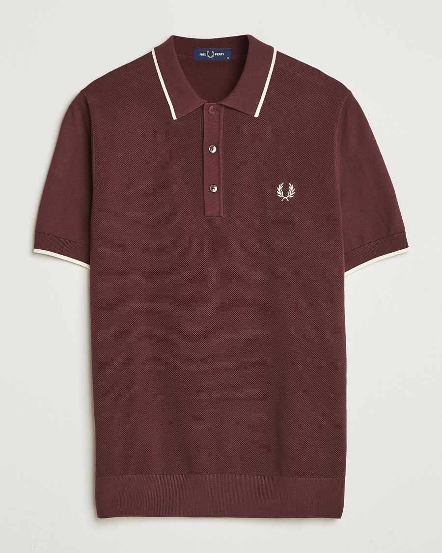 Herren | Poloshirts | Fred Perry | Pique Knitted Tipped Polo Oxblood