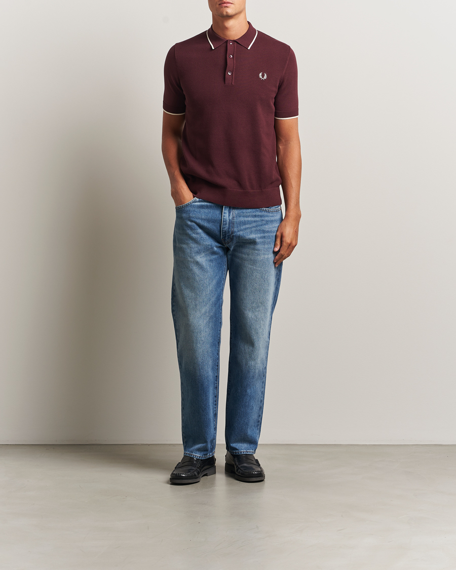 Herren | Poloshirts | Fred Perry | Pique Knitted Tipped Polo Oxblood