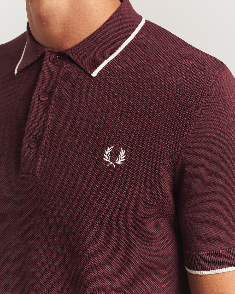 Herren | Poloshirts | Fred Perry | Pique Knitted Tipped Polo Oxblood