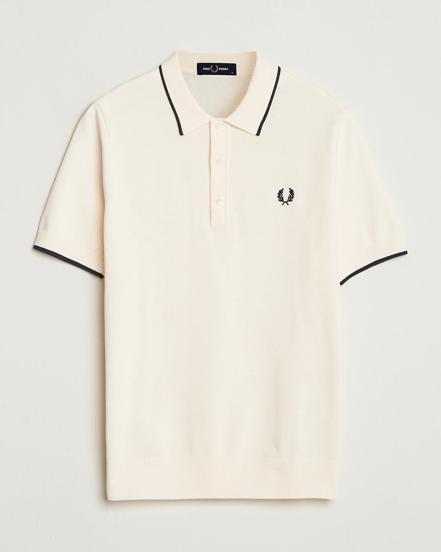 Herren | Poloshirts | Fred Perry | Pique Knitted Tipped Polo Ecru