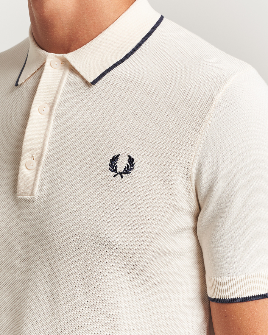 Herren | Poloshirts | Fred Perry | Pique Knitted Tipped Polo Ecru