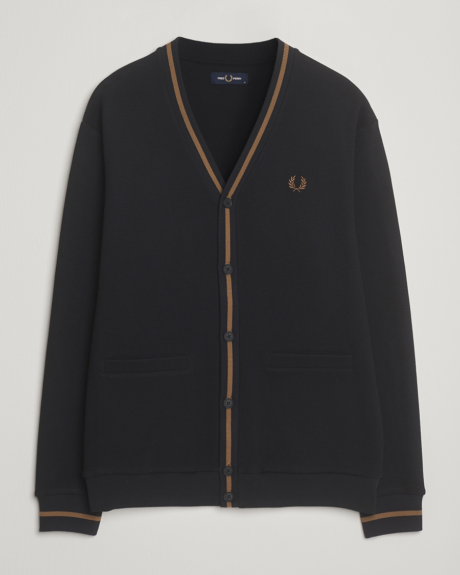 Herren | Pullover | Fred Perry | Tipped Pique Textured Cardigan Black