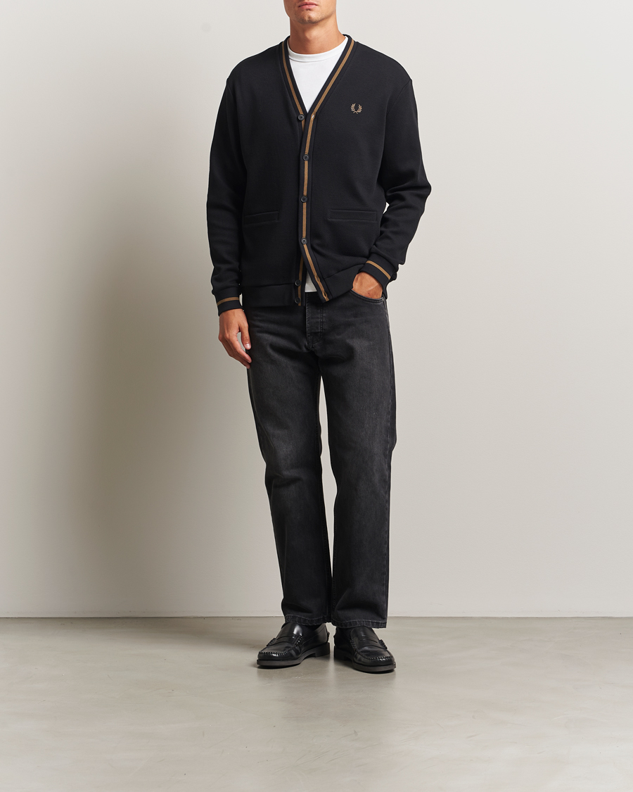 Herren | Pullover | Fred Perry | Tipped Pique Textured Cardigan Black
