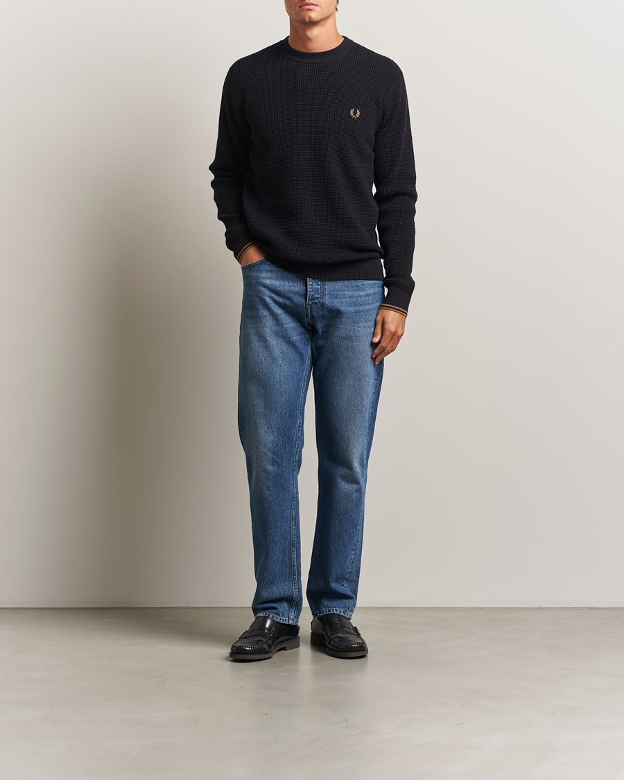 Herren | Pullover | Fred Perry | Waffle Stitch Jumper Black