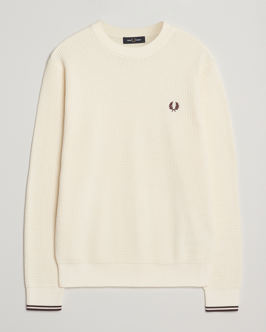 Herren | Pullover | Fred Perry | Waffle Stitch Jumper Ecru