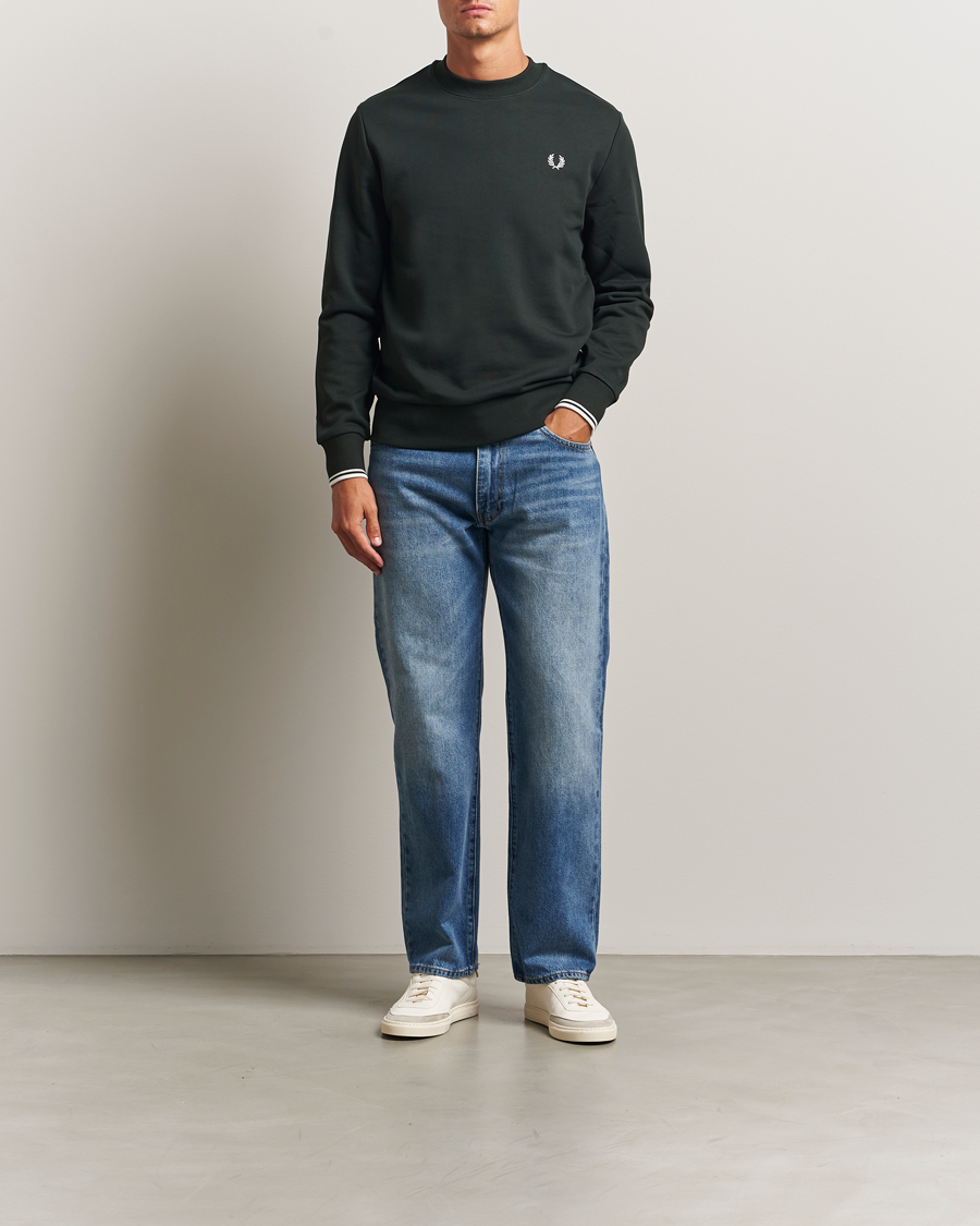 Herren | Pullover | Fred Perry | Crew Neck Sweatshirt Night Green