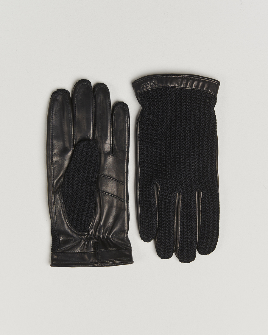 Herren | Hestra Adam Crochet Wool Lined Glove Black | Hestra | Adam Crochet Wool Lined Glove Black