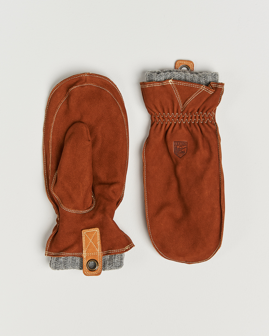 Herren | Handschuhe | Hestra | Oden Nubuck Wool Lined Mitt Cognac
