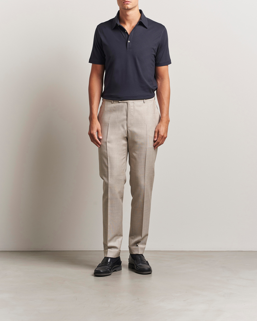 Herren | Poloshirts | Stenströms | Supima Cotton Polo Shirt Navy