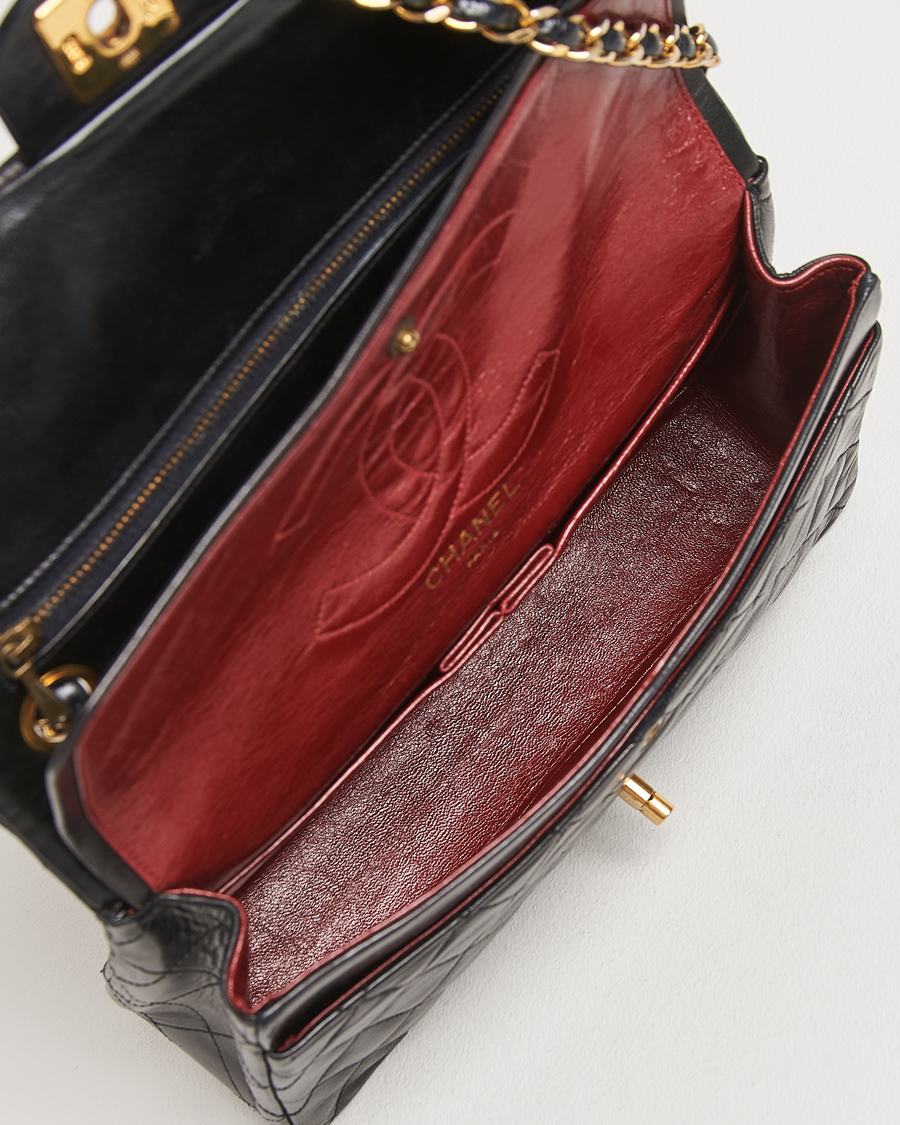 Herren | Chanel Pre-Owned Classic Double Flap Medium Lambskin Black | Chanel Pre-Owned | Classic Double Flap Medium Lambskin Black