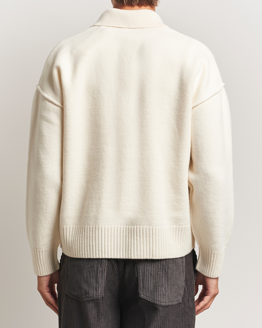 Herren | Pullover | AMI | Big Heart Logo Wool Knitted Polo Ecru