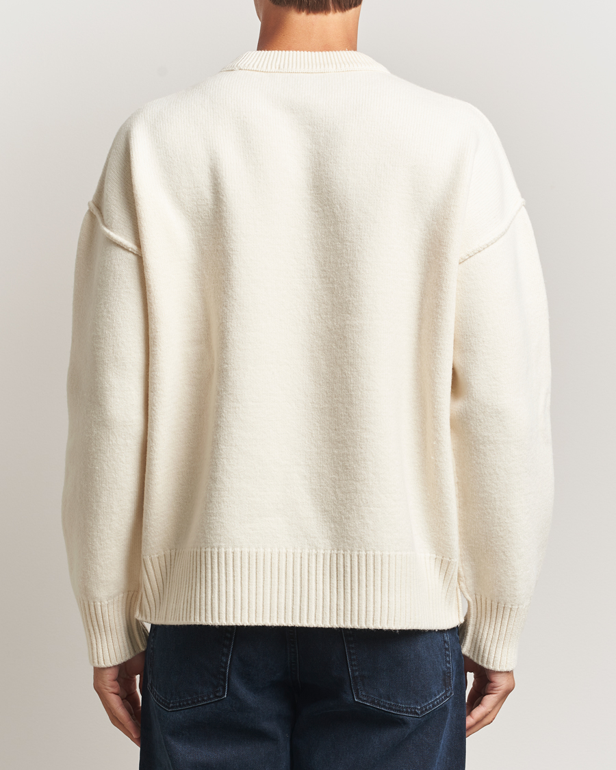 Herren | Pullover | AMI | Big Heart Logo Wool Knitted Sweater Ecru