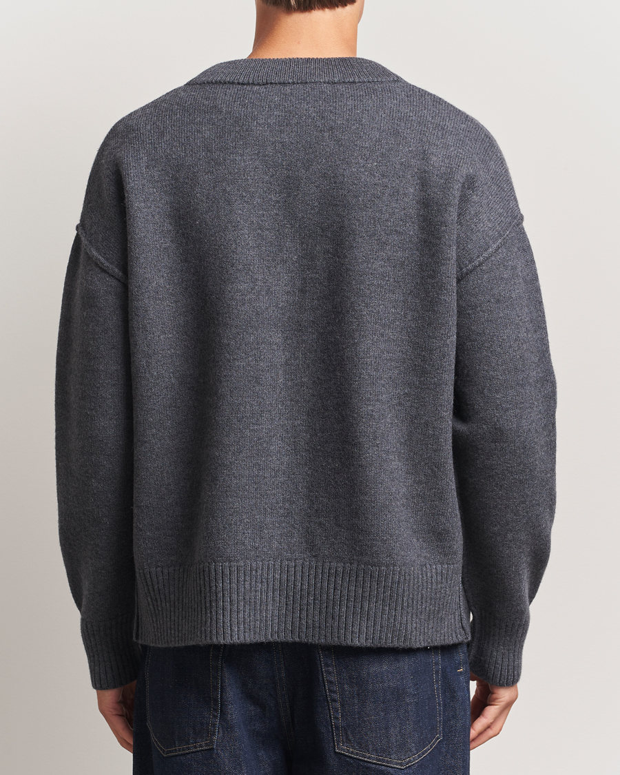 Herren | Pullover | AMI | Big Heart Logo Wool Knitted Cardigan Dark Grey