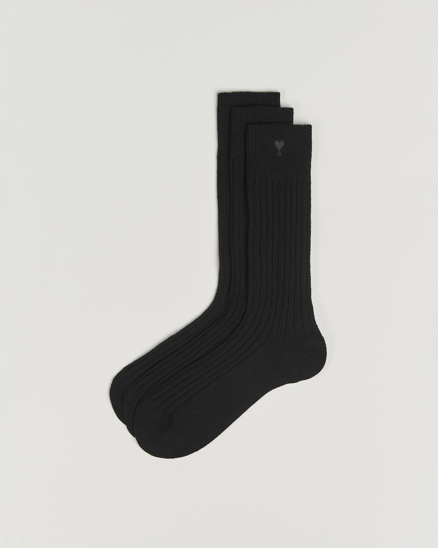 Herren | Unterwäsche | AMI | 3-Pack Heart Logo Cotton Socks Black
