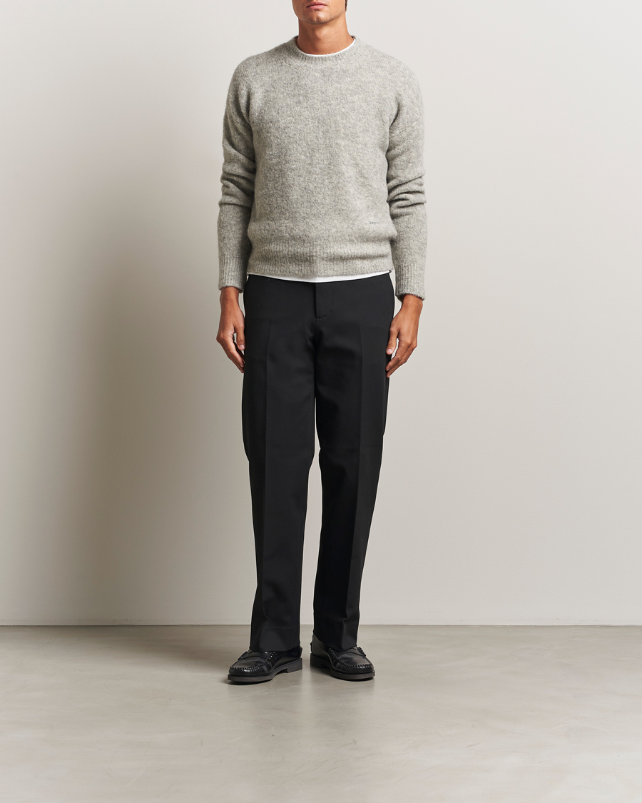 Herren | Pullover | AMI | Signature Alpaca Knitted Sweater Light Grey Melange
