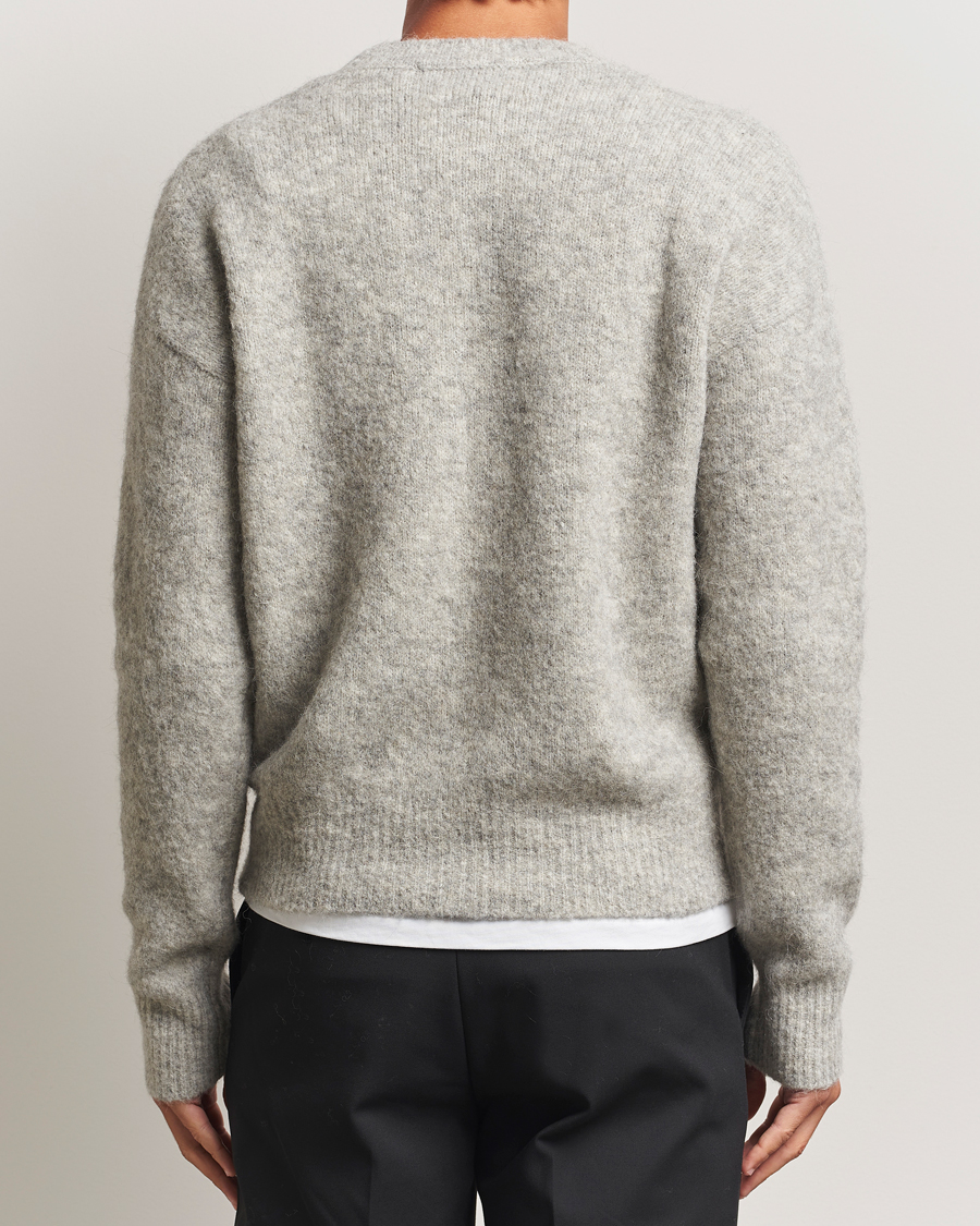 Herren | Pullover | AMI | Signature Alpaca Knitted Sweater Light Grey Melange