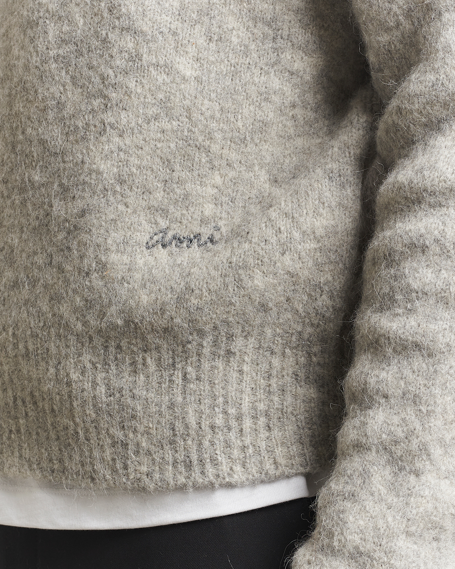 Herren | Pullover | AMI | Signature Alpaca Knitted Sweater Light Grey Melange