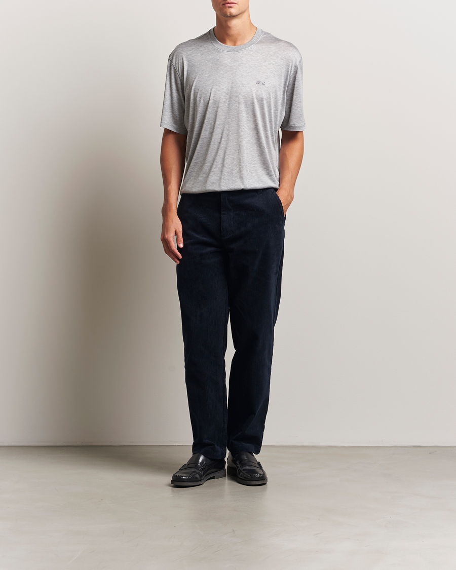 Herren | T-Shirts | AMI | Signature Logo Mercerized T-Shirt Light Grey Melange