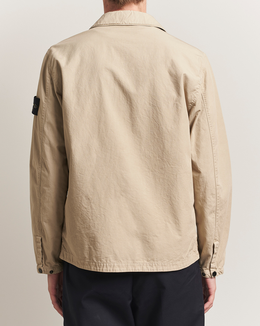Herren | Hemden | Stone Island | Garment Dyed Organic Cotton Zip Overshirt Beige