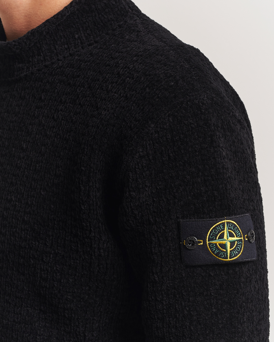 Herren | Pullover | Stone Island | Cotton Chenille Knitted Mock Neck Black
