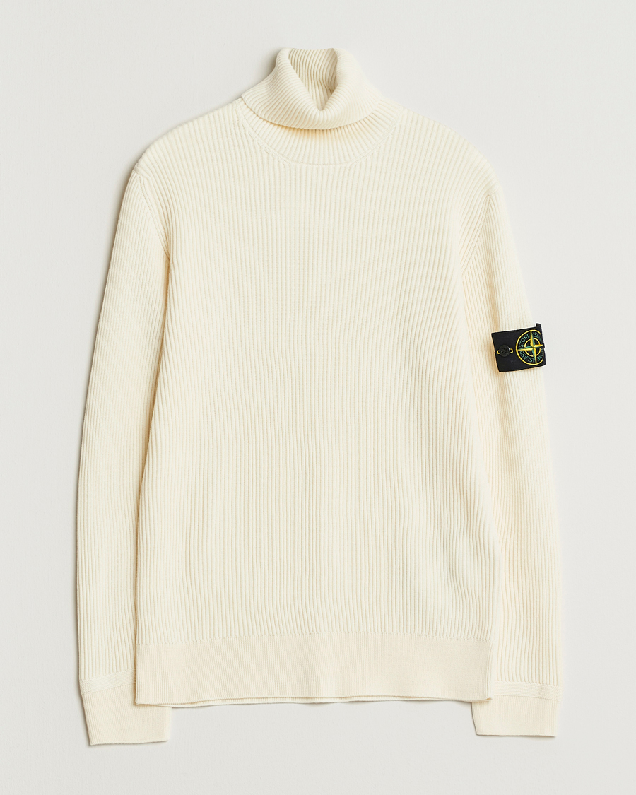 Herren | Pullover | Stone Island | Full Rib Wool Turtleneck Ivory