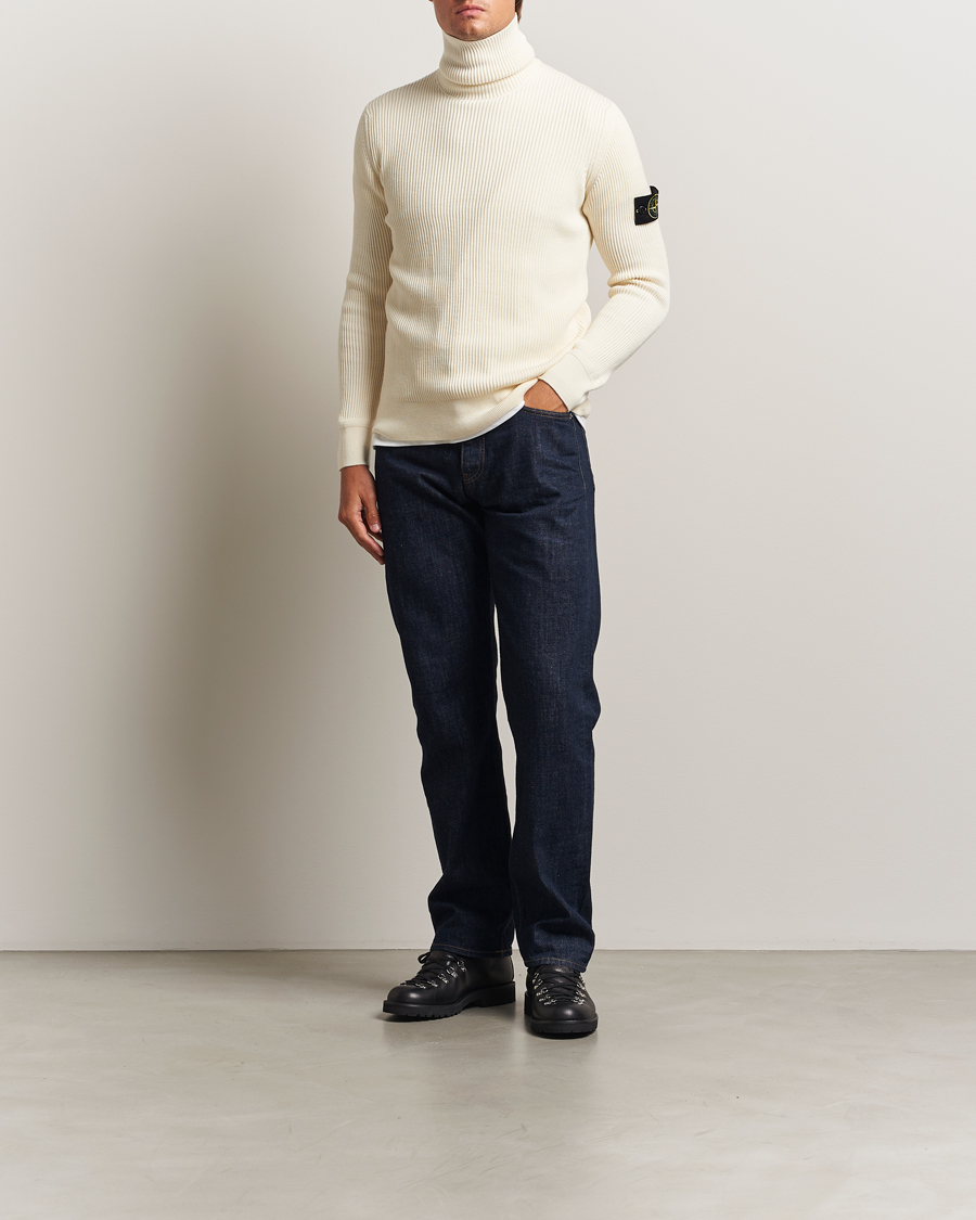 Herren | Pullover | Stone Island | Full Rib Wool Turtleneck Ivory