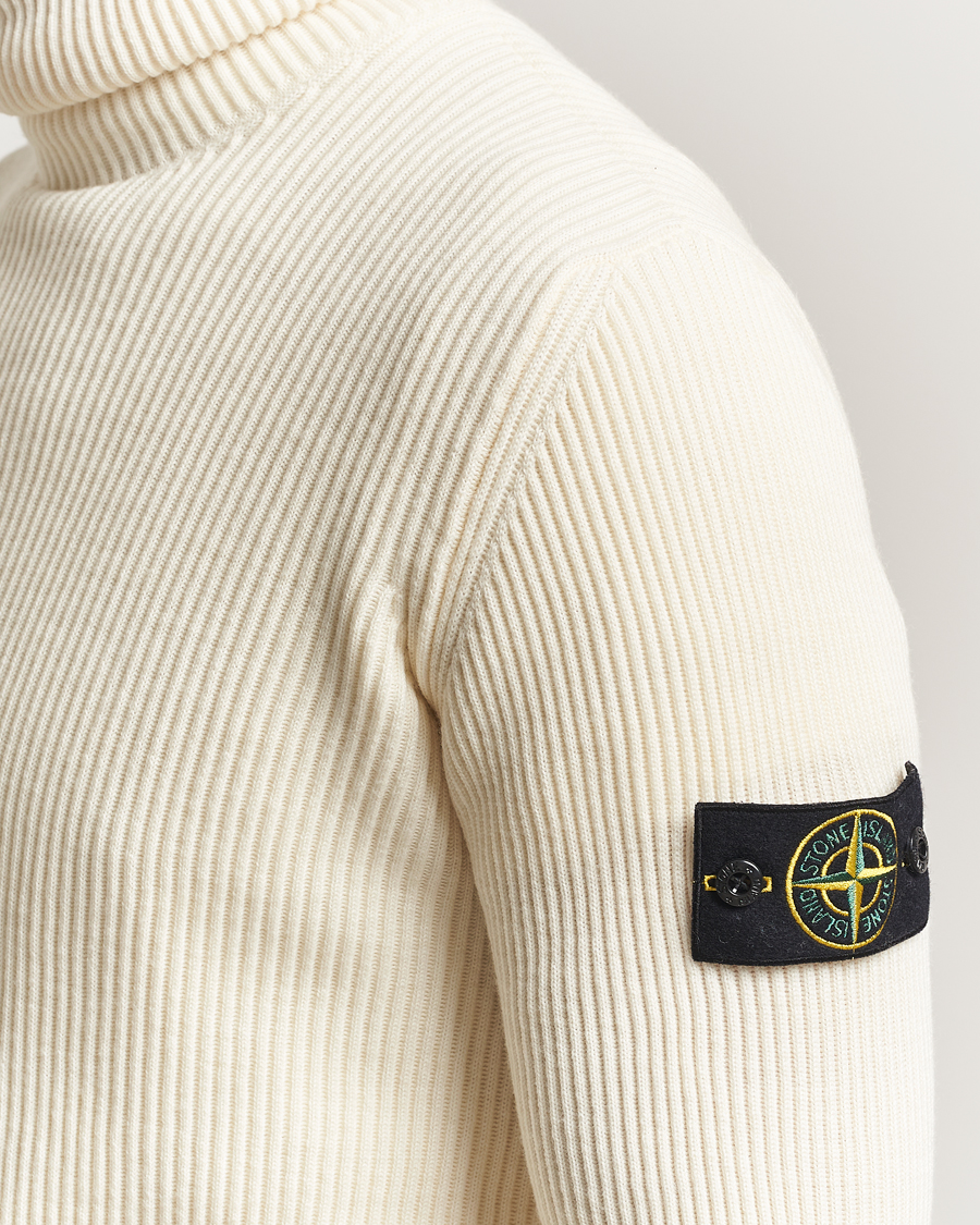 Herren | Pullover | Stone Island | Full Rib Wool Turtleneck Ivory