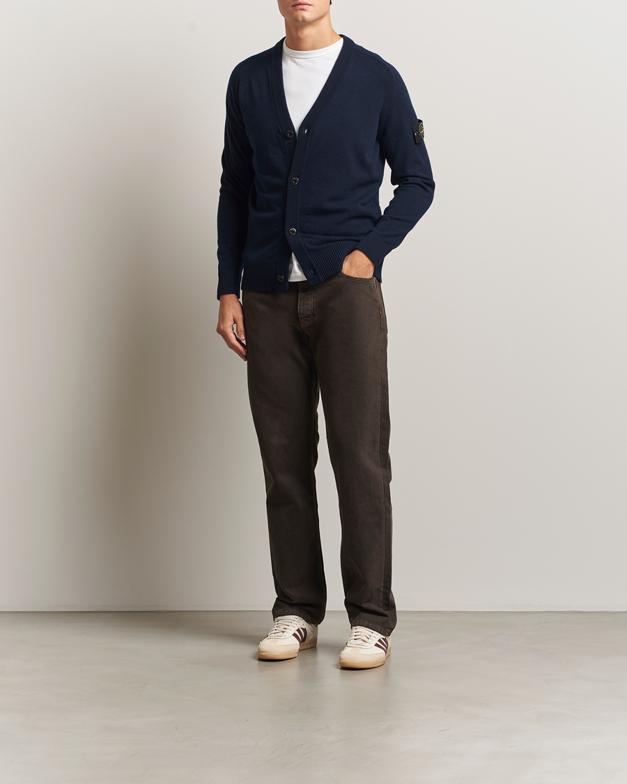 Herren | Pullover | Stone Island | Knitted Geelong Wool Cardigan Navy
