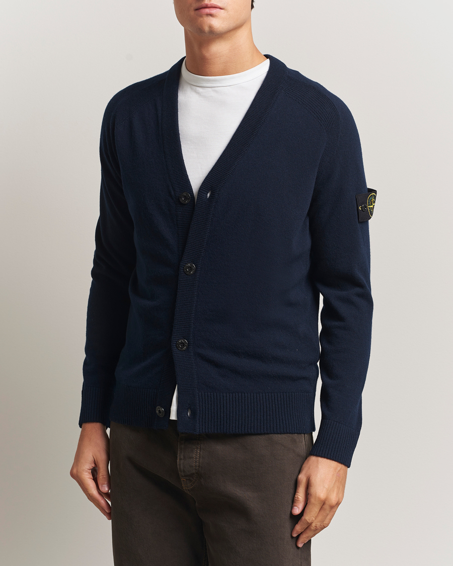 Herren | Pullover | Stone Island | Knitted Geelong Wool Cardigan Navy