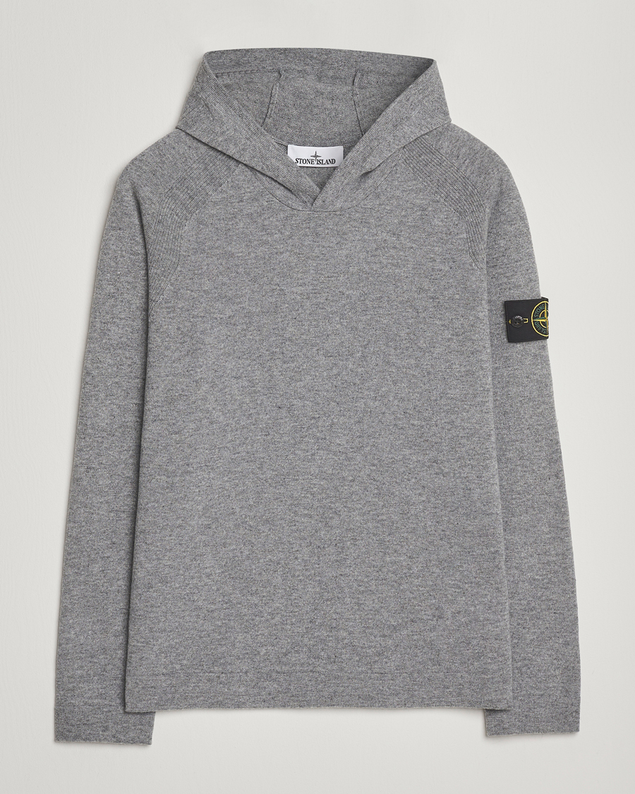 Herren | Pullover | Stone Island | Knitted Geelong Wool Hood Cement Melange