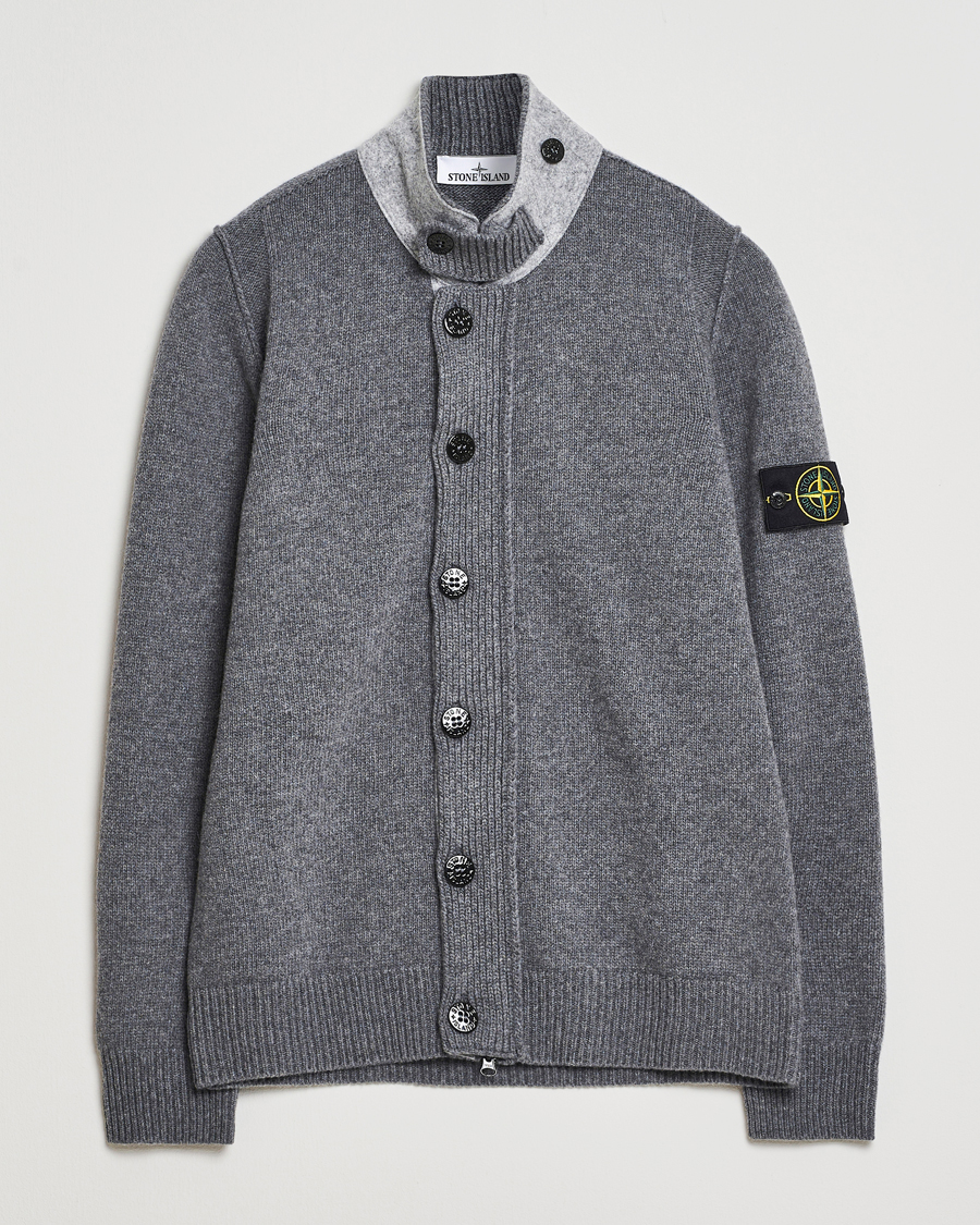 Herren | Pullover | Stone Island | Knitted Lambswool Zip Cardigan Cement Melange