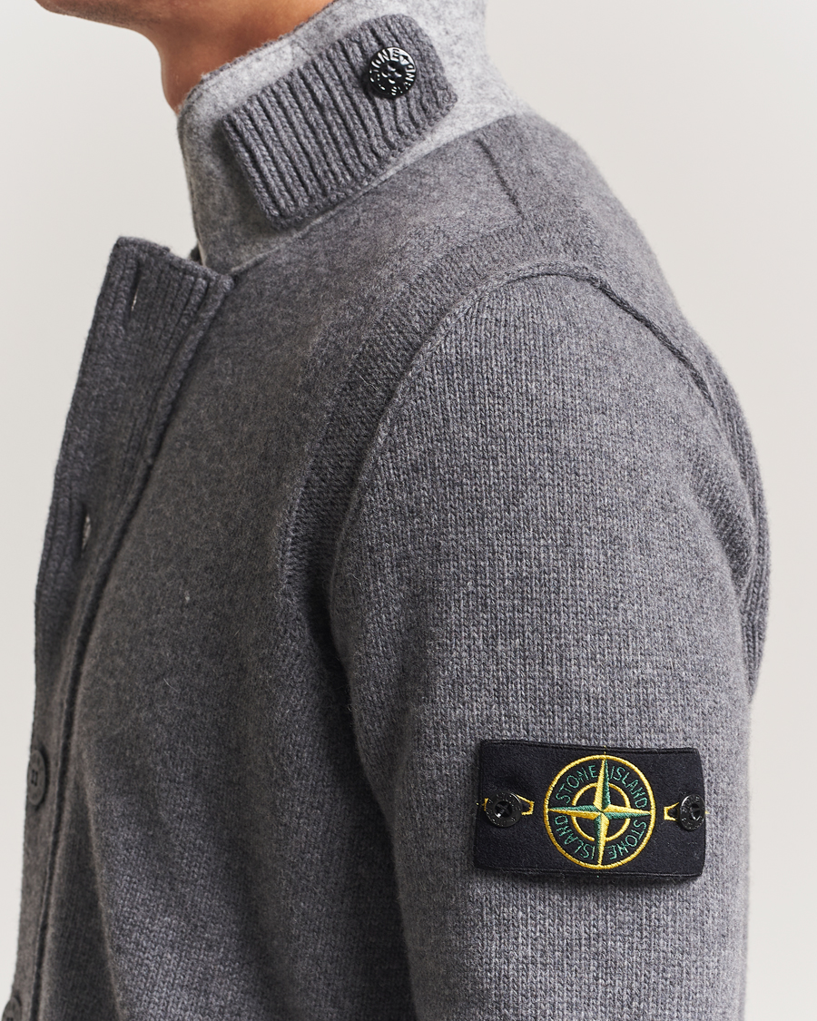 Herren | Pullover | Stone Island | Knitted Lambswool Zip Cardigan Cement Melange