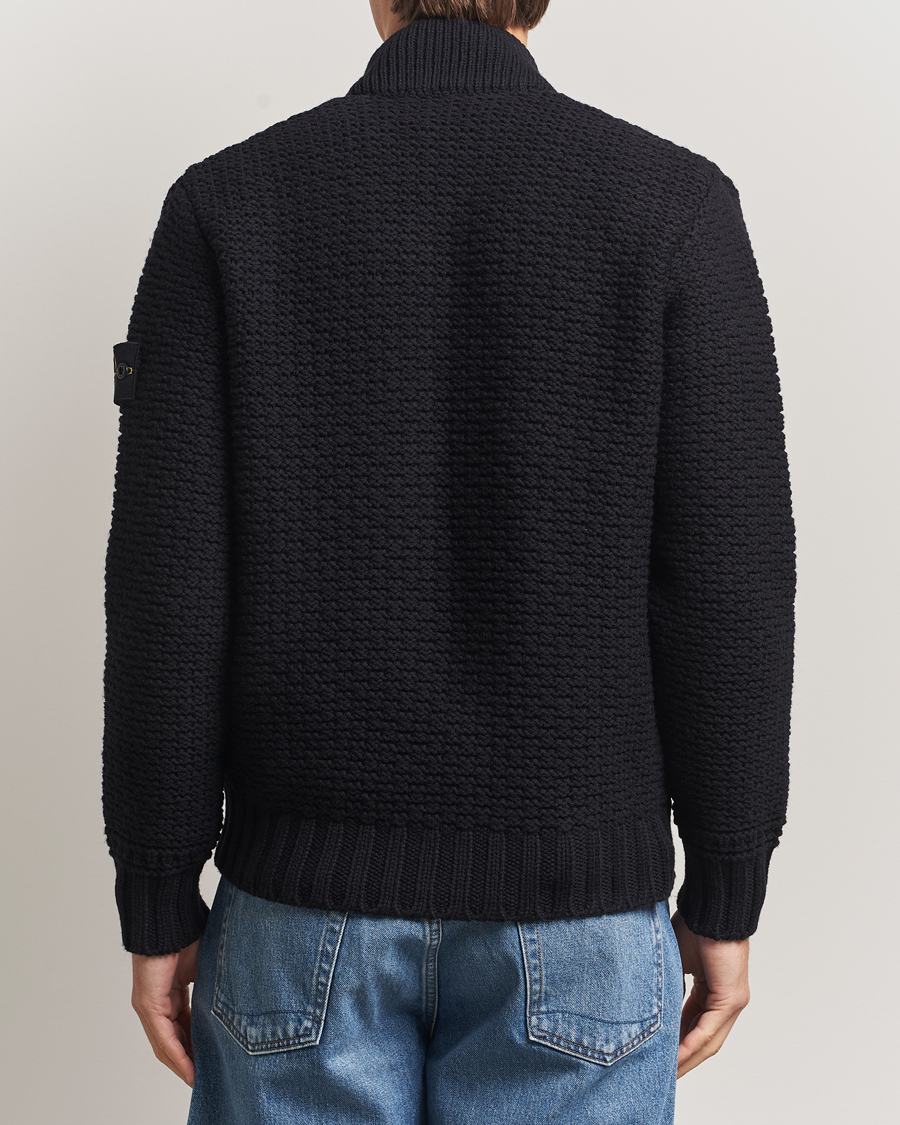 Herren | Pullover | Stone Island | Mixed Stiches Wool Knitted Zip Cardigan Black