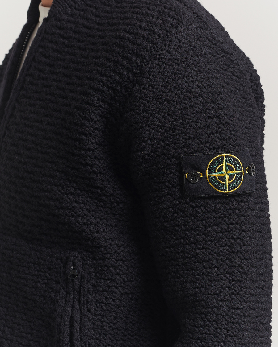 Herren | Pullover | Stone Island | Mixed Stiches Wool Knitted Zip Cardigan Black