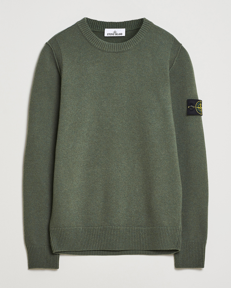 Herren | Pullover | Stone Island | Knitted Lambswool Crew Neck Military Green
