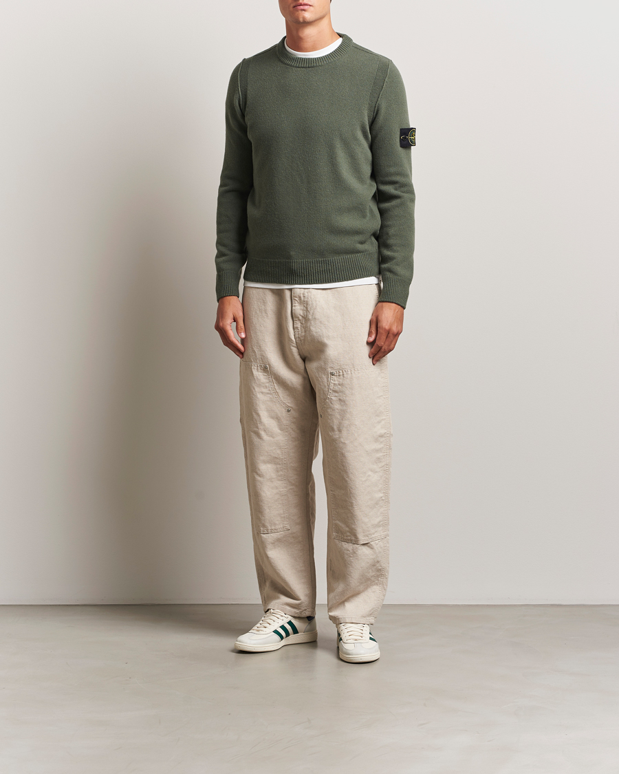 Herren | Pullover | Stone Island | Knitted Lambswool Crew Neck Military Green