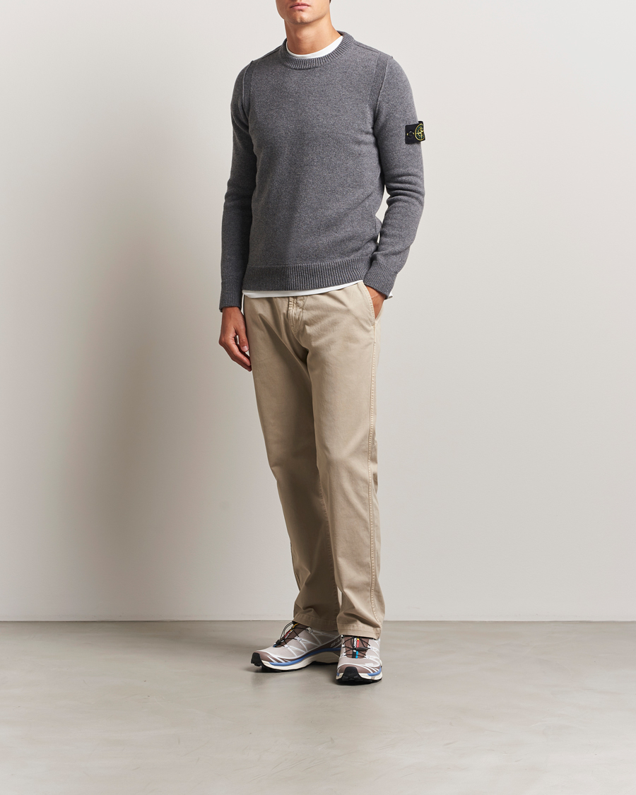 Herren | Pullover | Stone Island | Knitted Lambswool Crew Neck Cement Melange
