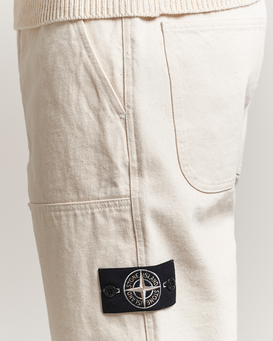 Herren | Hosen | Stone Island | RAW Washed Cotton Gabardine Trousers Ivory