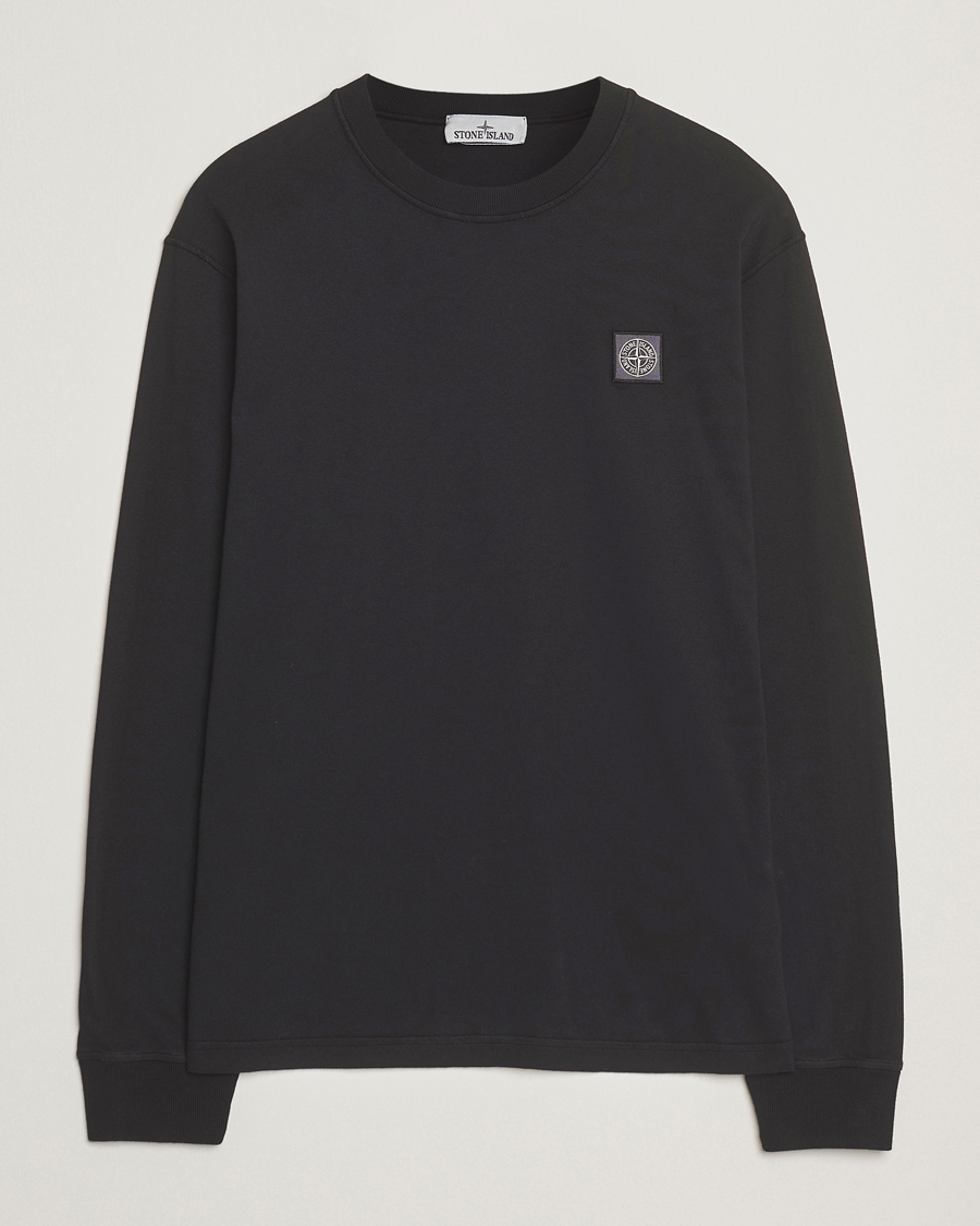 Herren | T-Shirts | Stone Island | Long Sleeve Garment Dyed Cotton Jersey T-Shirt Black