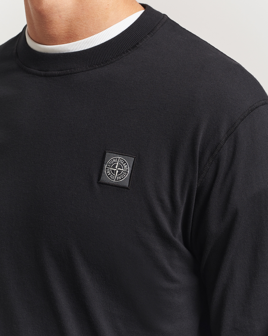Herren | T-Shirts | Stone Island | Long Sleeve Garment Dyed Cotton Jersey T-Shirt Black