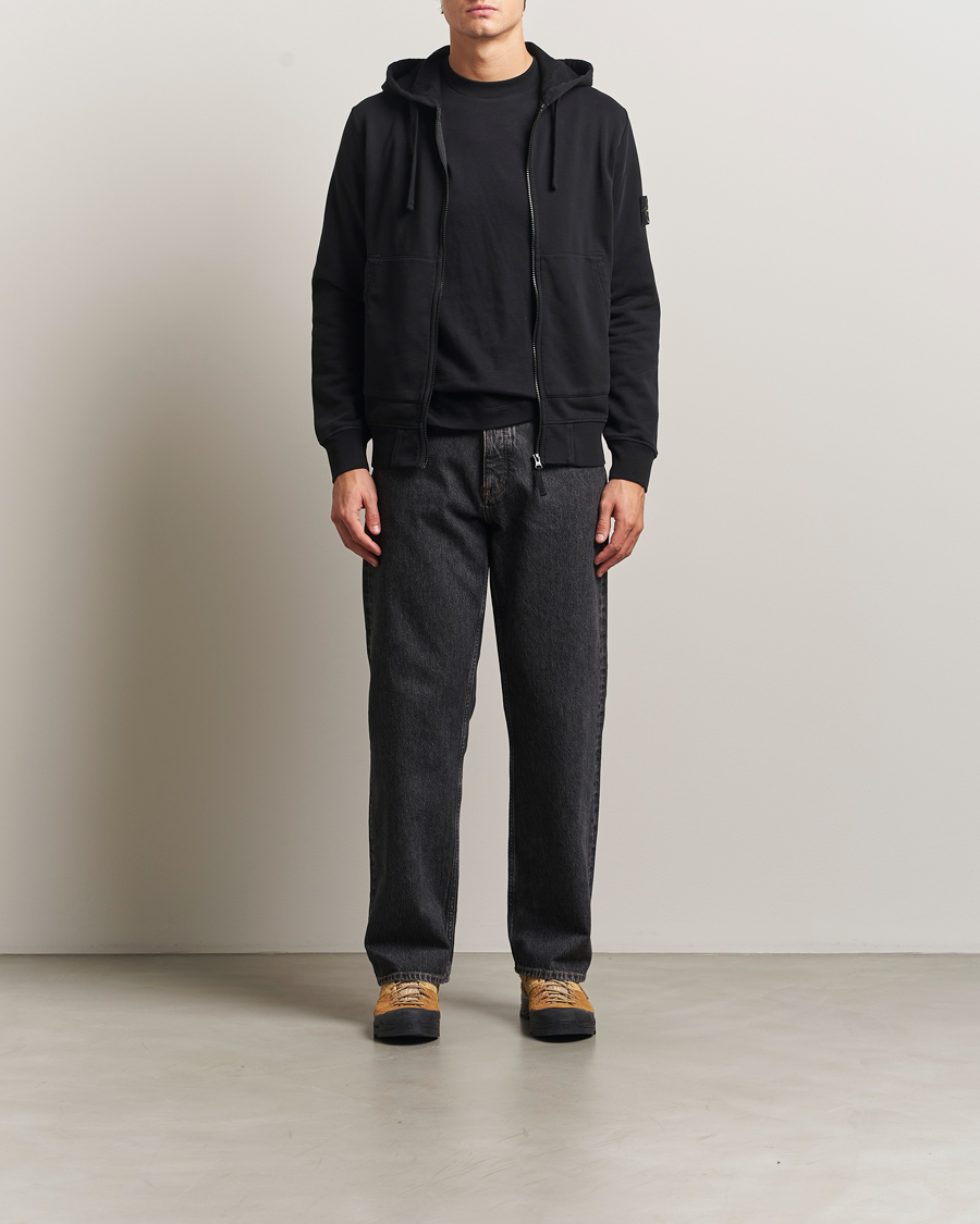 Herren | Pullover | Stone Island | Garment Dyed Fleece Full-Zip Hood Black