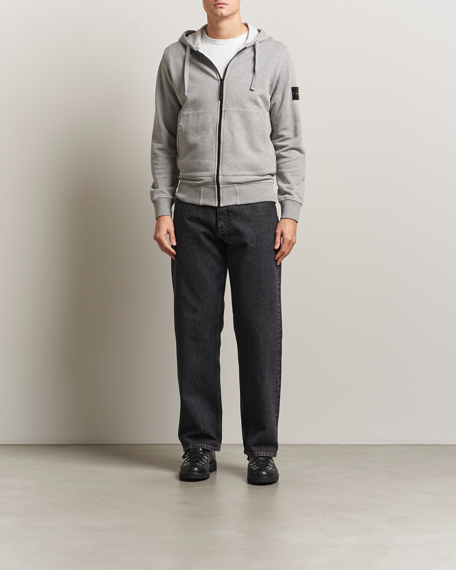 Herren | Pullover | Stone Island | Garment Dyed Fleece Full-Zip Hood Grey Melange