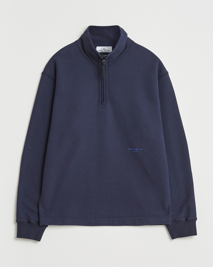 Herren | Pullover | Stone Island | Marina Brushed Organic Cotton Half-Zip Navy