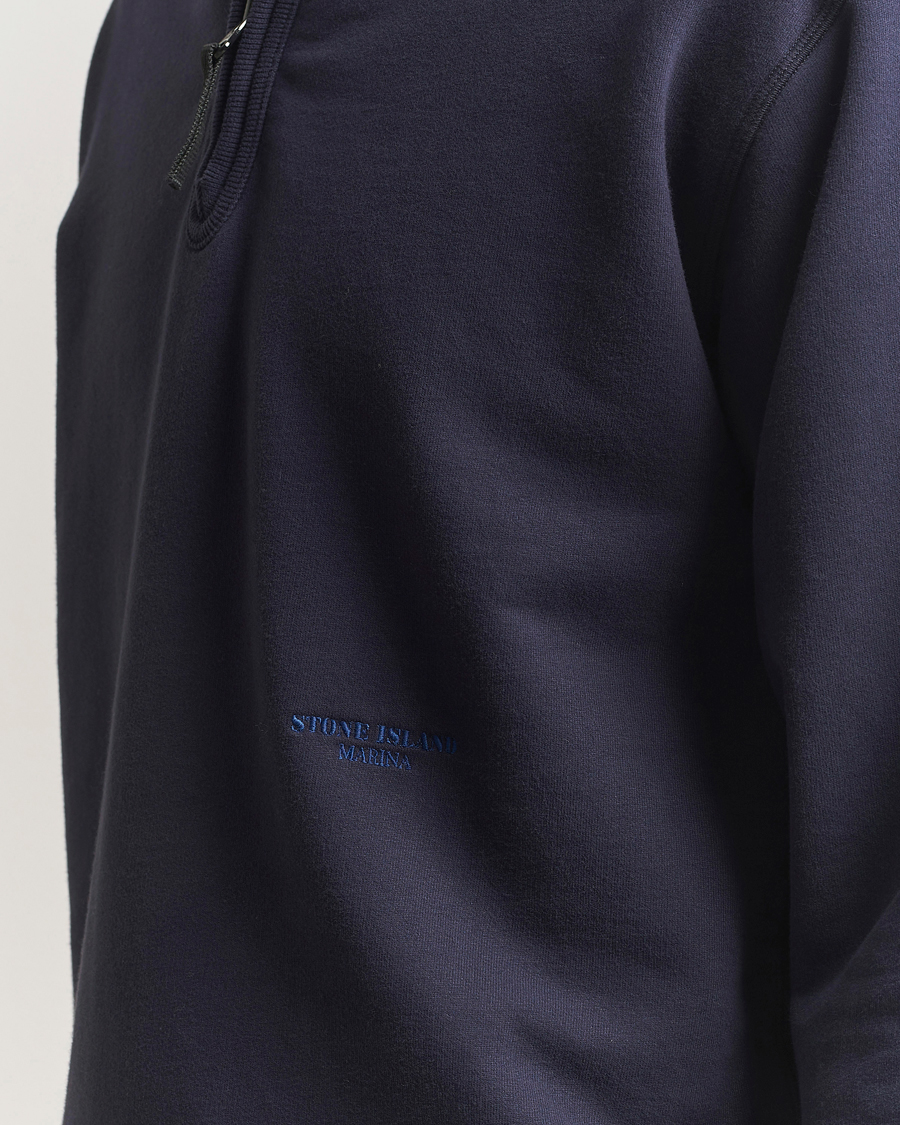 Herren | Pullover | Stone Island | Marina Brushed Organic Cotton Half-Zip Navy