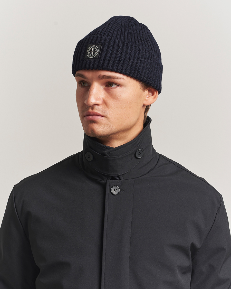 Herren | Stone Island Full Rib Wool Hat Navy Blue | Stone Island | Full Rib Wool Hat Navy Blue