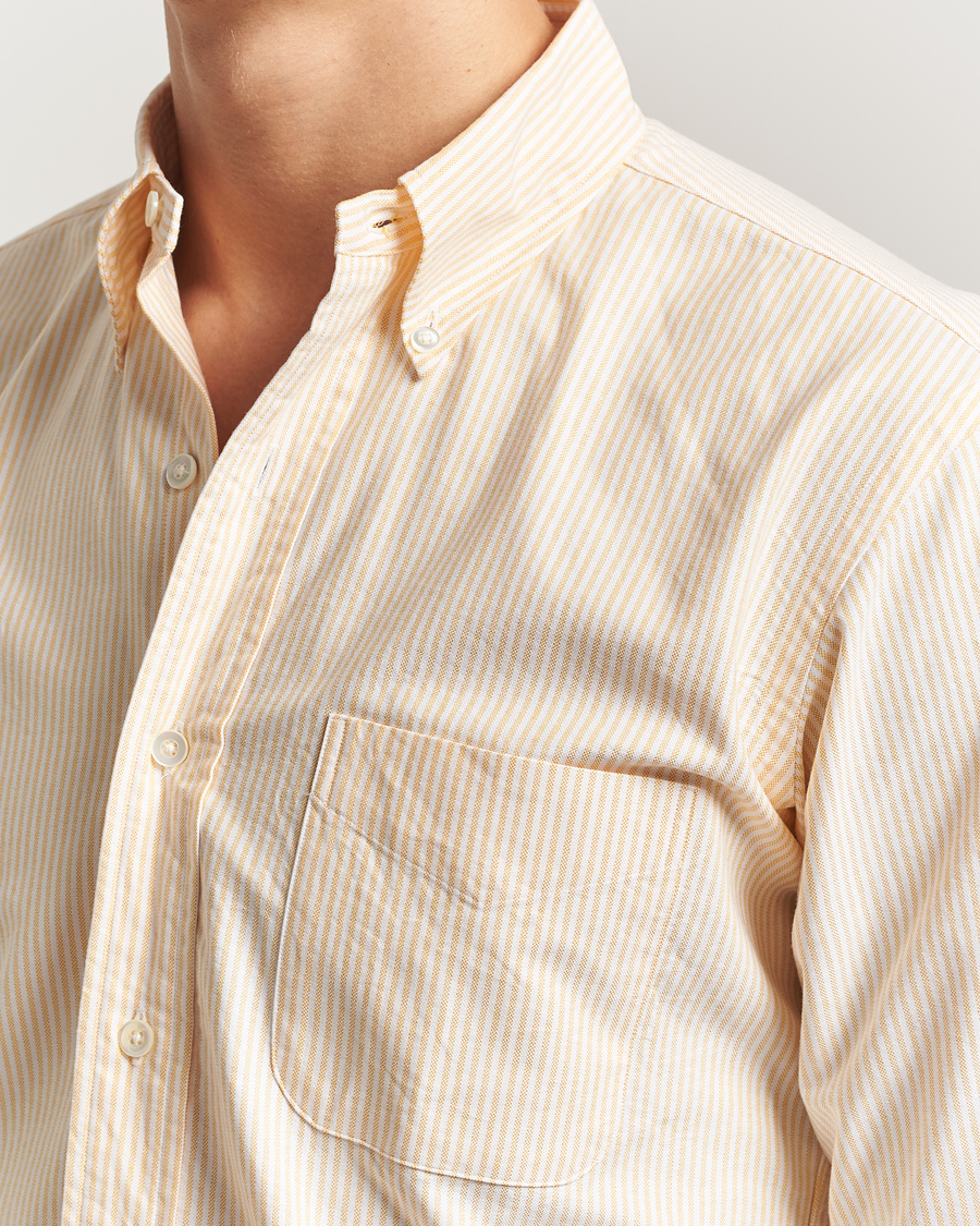 Herren | Hemden | Kamakura Shirts | Vintage Ivy Oxford Button Down Shirt Yellow Stripe