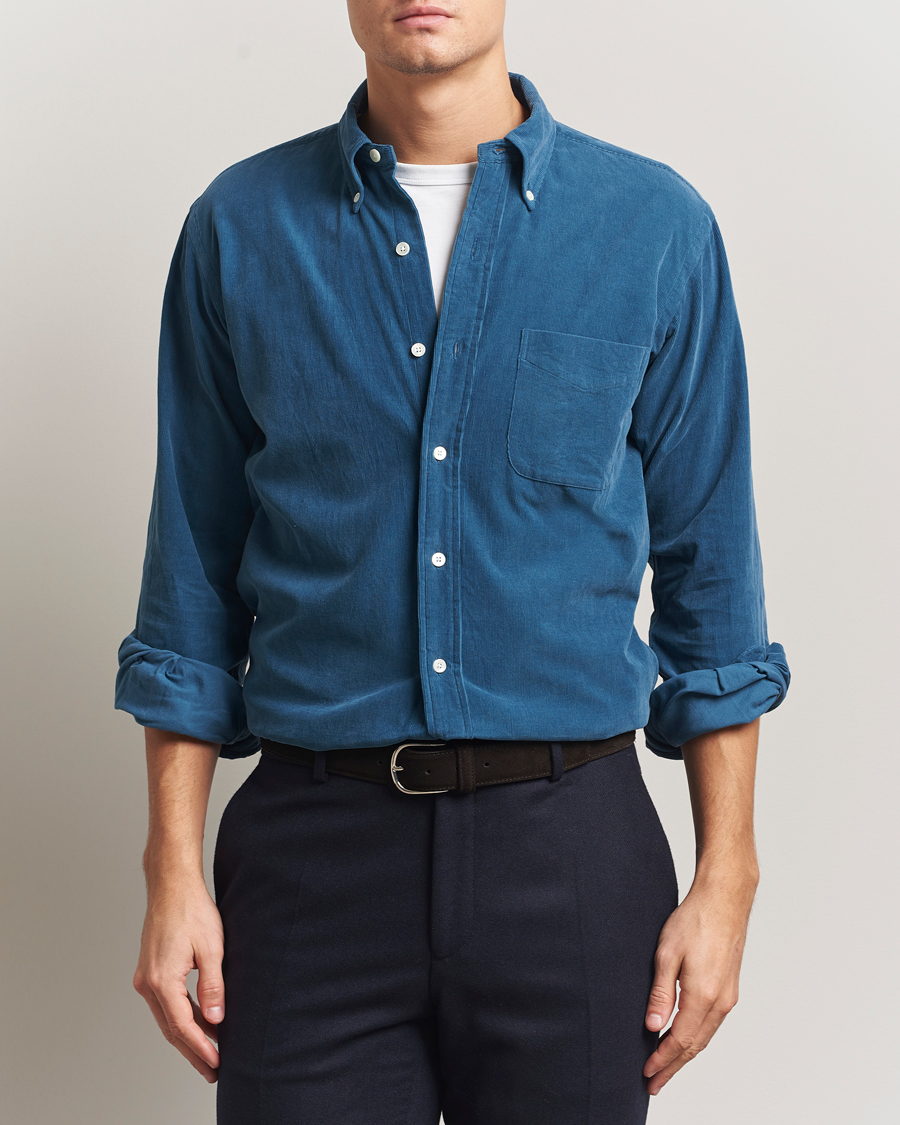 Herren | Hemden | Kamakura Shirts | Vintage Ivy Needle Cord Shirt Smoke Blue